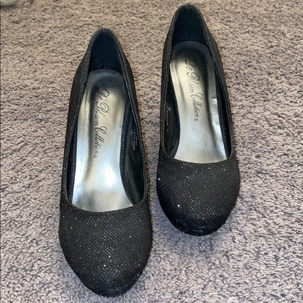 Black sparkle heels